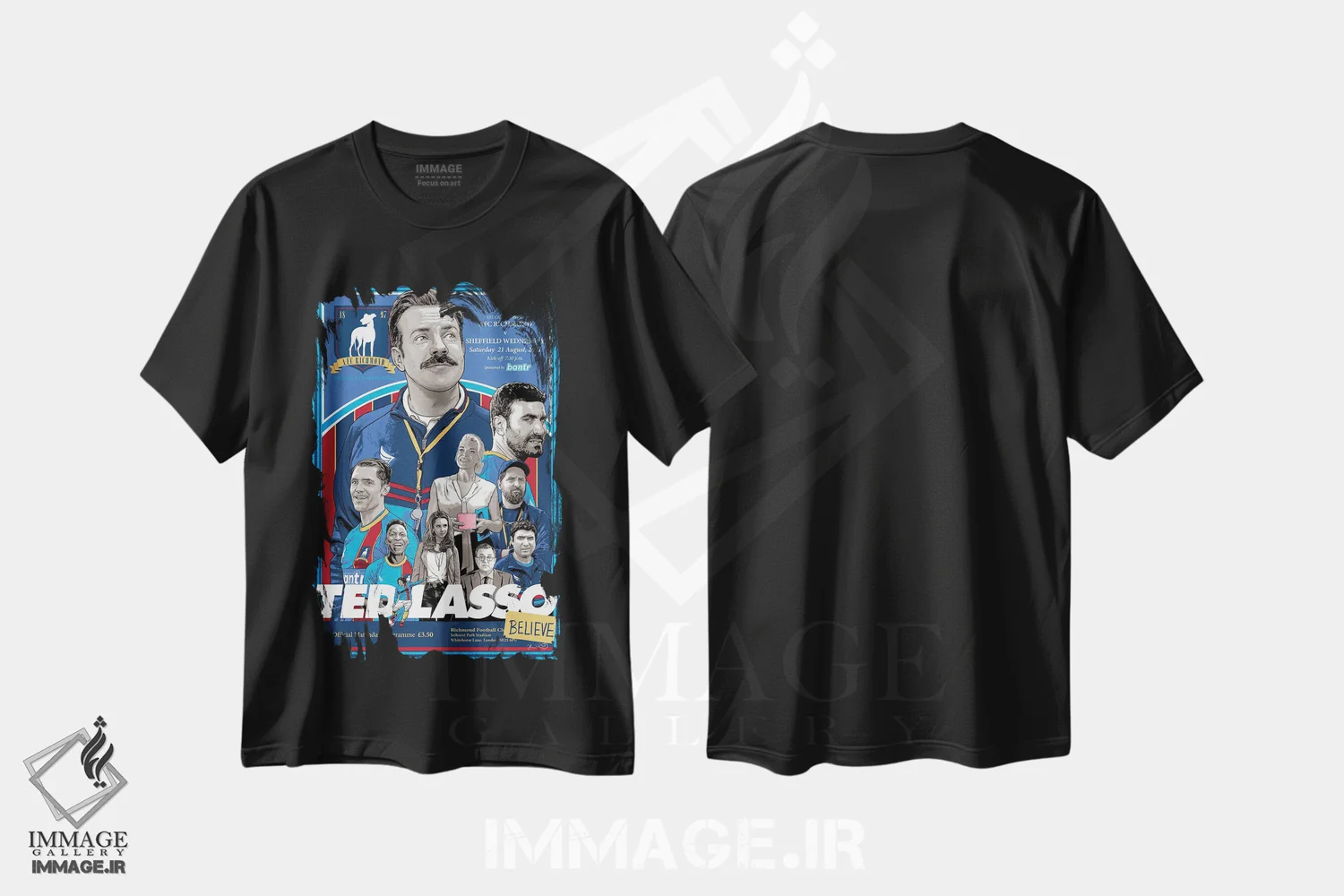 تیشرت مشکی طرح دار تد لاسو، هنر دیجیتال اثر جاشوا بودیچ | فروشگاه ایماژ