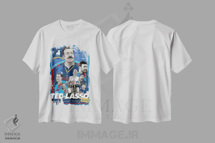تیشرت سفید طرح دار تد لاسو، هنر دیجیتال اثر جاشوا بودیچ | immage.ir