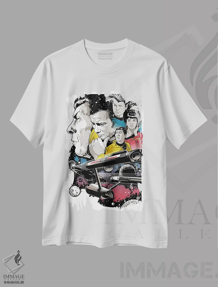 تیشرت سفید طرح دار پیشتازان فضا، هنر دیجیتال اثر جاشوا بودیچ | immage.ir