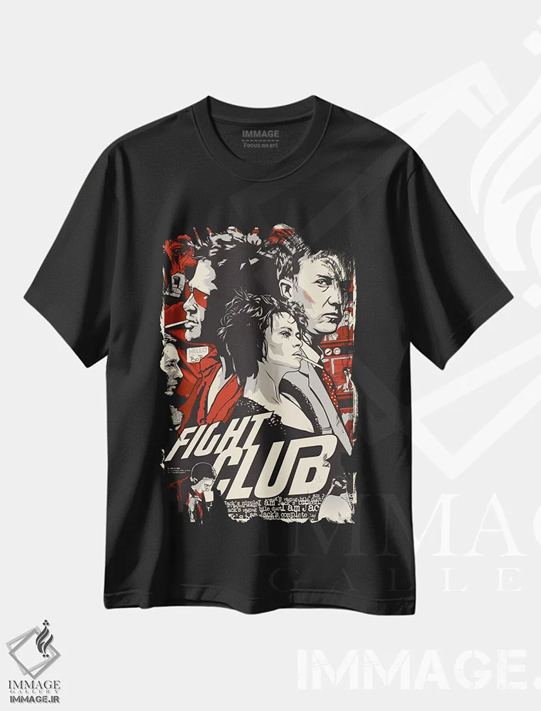 تیشرت مشکی طرح دار باشگاه مشت زنی، وینتیج و رترو اثر جاشوا بودیچ | فروشگاه ایماژ