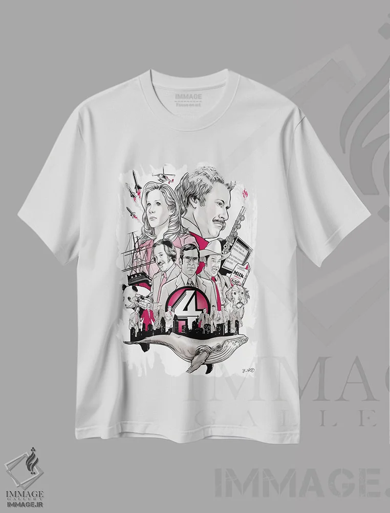 تیشرت سفید طرح دار مجری اخبار اثر جاشوا بودیچ | immage.ir