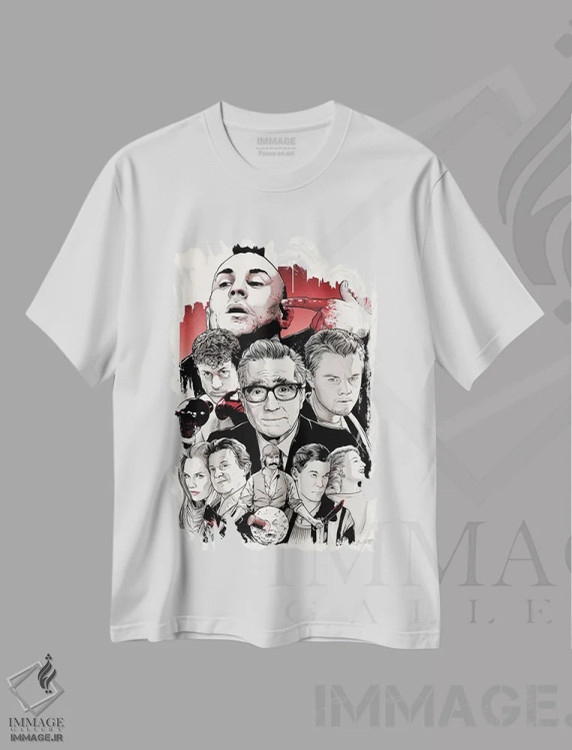 تیشرت سفید طرح دار اسکورسیزی اثر جاشوا بودیچ | فروشگاه ایماژ