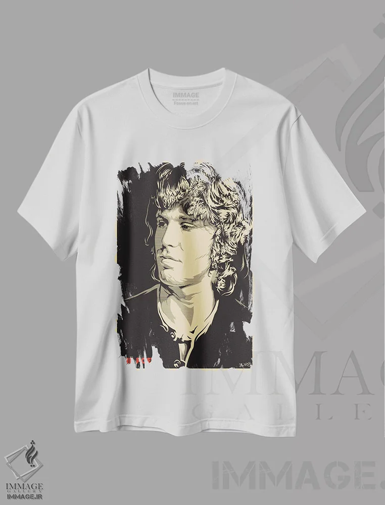 تیشرت سفید طرح دار شاعر: جیم موریسون اثر جاشوا بودیچ | فروشگاه ایماژ