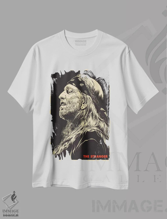تیشرت سفید طرح دار غریبه: ویلی نلسون اثر جاشوا بودیچ | immage.ir