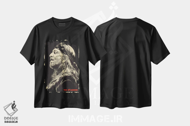 تیشرت مشکی طرح دار غریبه: ویلی نلسون اثر جاشوا بودیچ | فروشگاه ایماژ