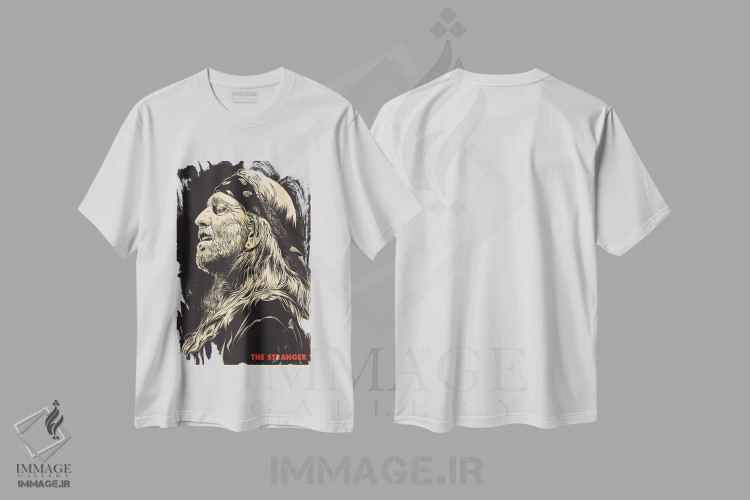 تیشرت سفید طرح دار غریبه: ویلی نلسون اثر جاشوا بودیچ | immage.ir