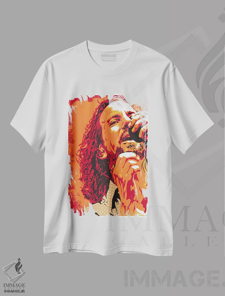تیشرت سفید طرح دار ادی ودر، وینتیج و رترو اثر جاشوا بودیچ | immage.ir
