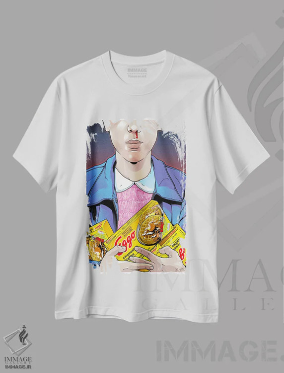 تیشرت سفید طرح دار اِلِون، هنر فاخر معاصر اثر جاشوا بودیچ | فروشگاه ایماژ