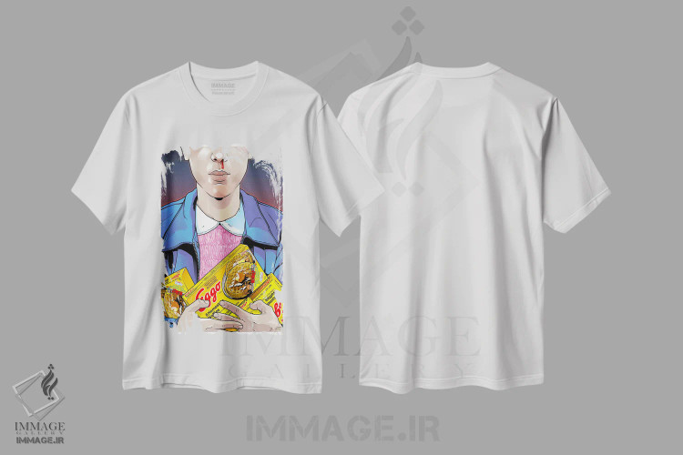 تیشرت سفید طرح دار اِلِون، هنر فاخر معاصر اثر جاشوا بودیچ | فروشگاه ایماژ