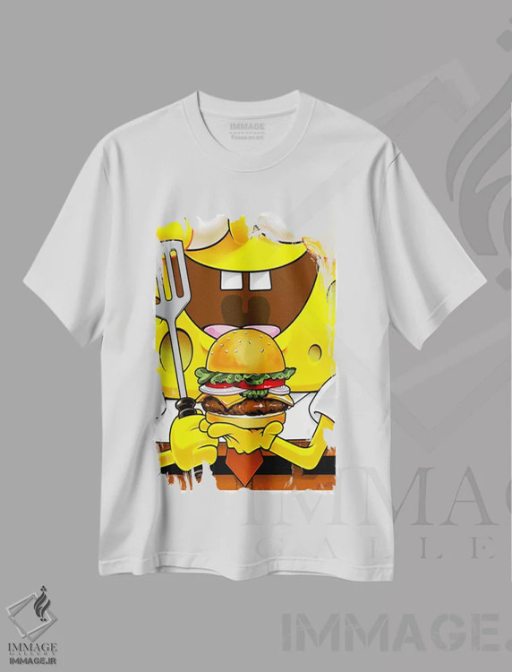 تیشرت سفید طرح دار باب اسفنجی شلوارمکعبی، هنر فاخر معاصر اثر جاشوا بودیچ | immage.ir