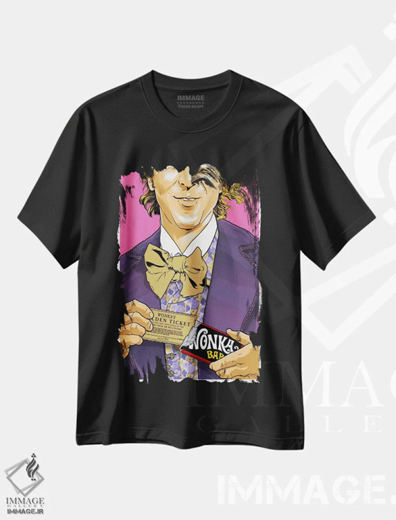 تیشرت مشکی طرح دار ویلی وانکا، هنر فاخر معاصر اثر جاشوا بودیچ | فروشگاه ایماژ