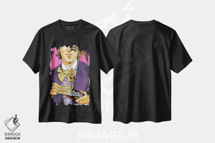 تیشرت مشکی طرح دار ویلی وانکا، هنر فاخر معاصر اثر جاشوا بودیچ | فروشگاه ایماژ