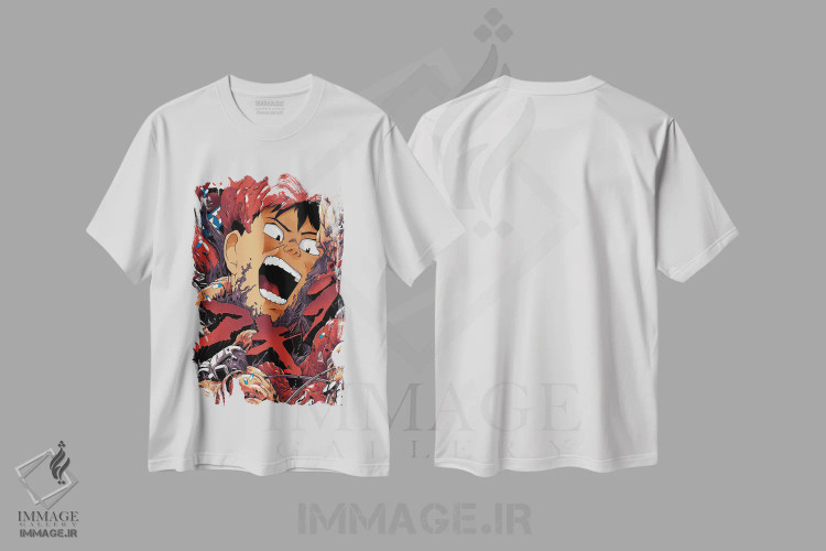 تیشرت سفید طرح دار آکیرا، انیمه اثر جاشوا بودیچ | فروشگاه ایماژ