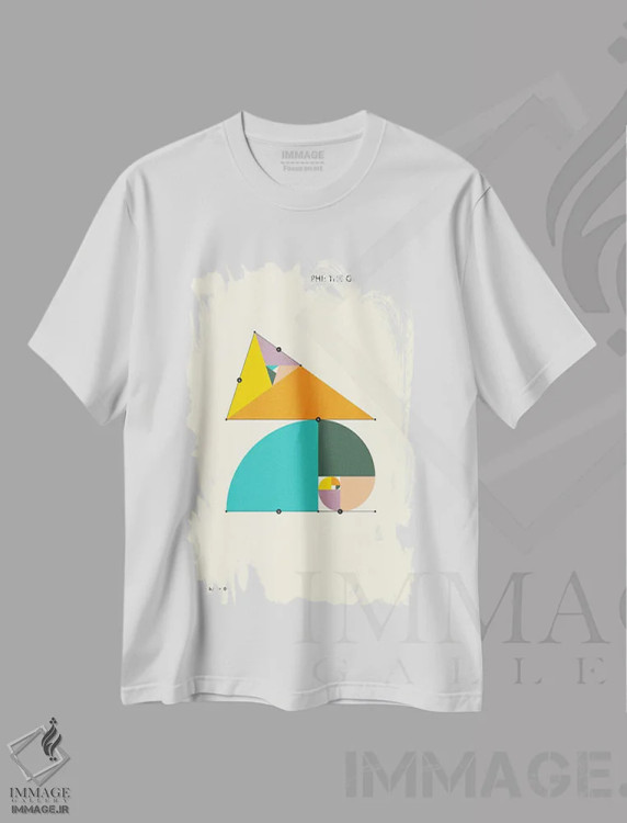 تیشرت سفید طرح دار فی: نسبت طلایی ۲، هنر دیجیتال اثر جازبری بلو | فروشگاه ایماژ