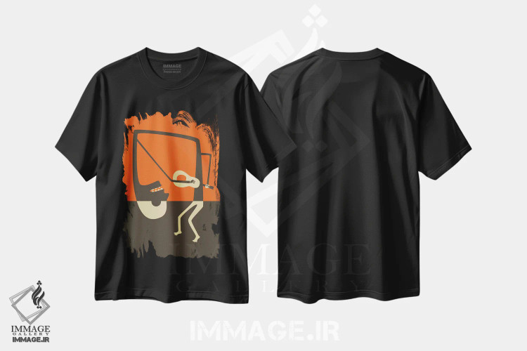 تیشرت مشکی طرح دار گیتار بلوز، تزئینی اثر جازبری بلو | فروشگاه ایماژ