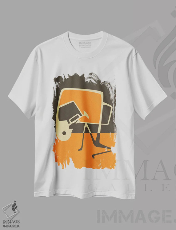 تیشرت سفید طرح دار هورن بلوز، تزئینی اثر جازبری بلو | فروشگاه ایماژ