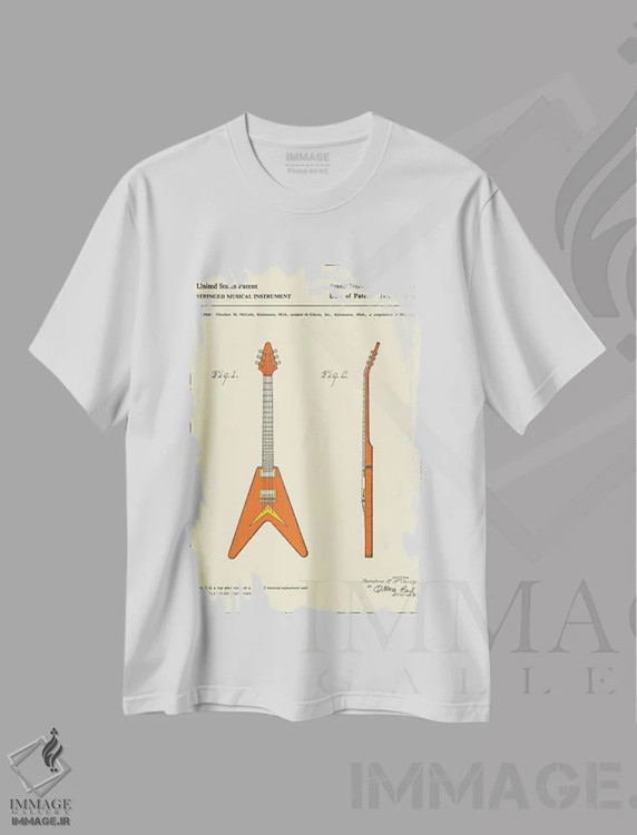 تیشرت سفید طرح دار آثار جازبری بلو - immage.ir