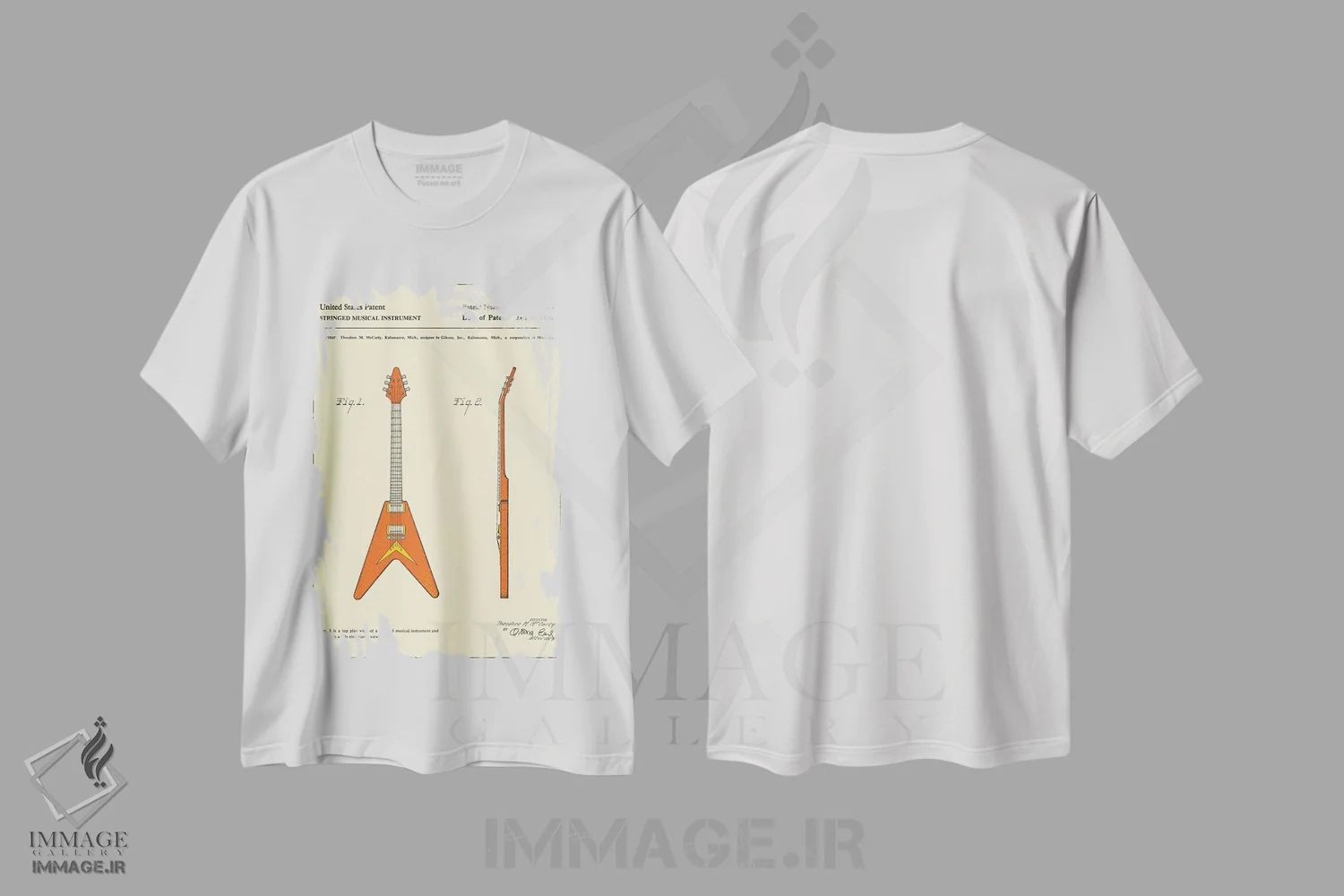 تیشرت سفید طرح دار آثار جازبری بلو - immage.ir