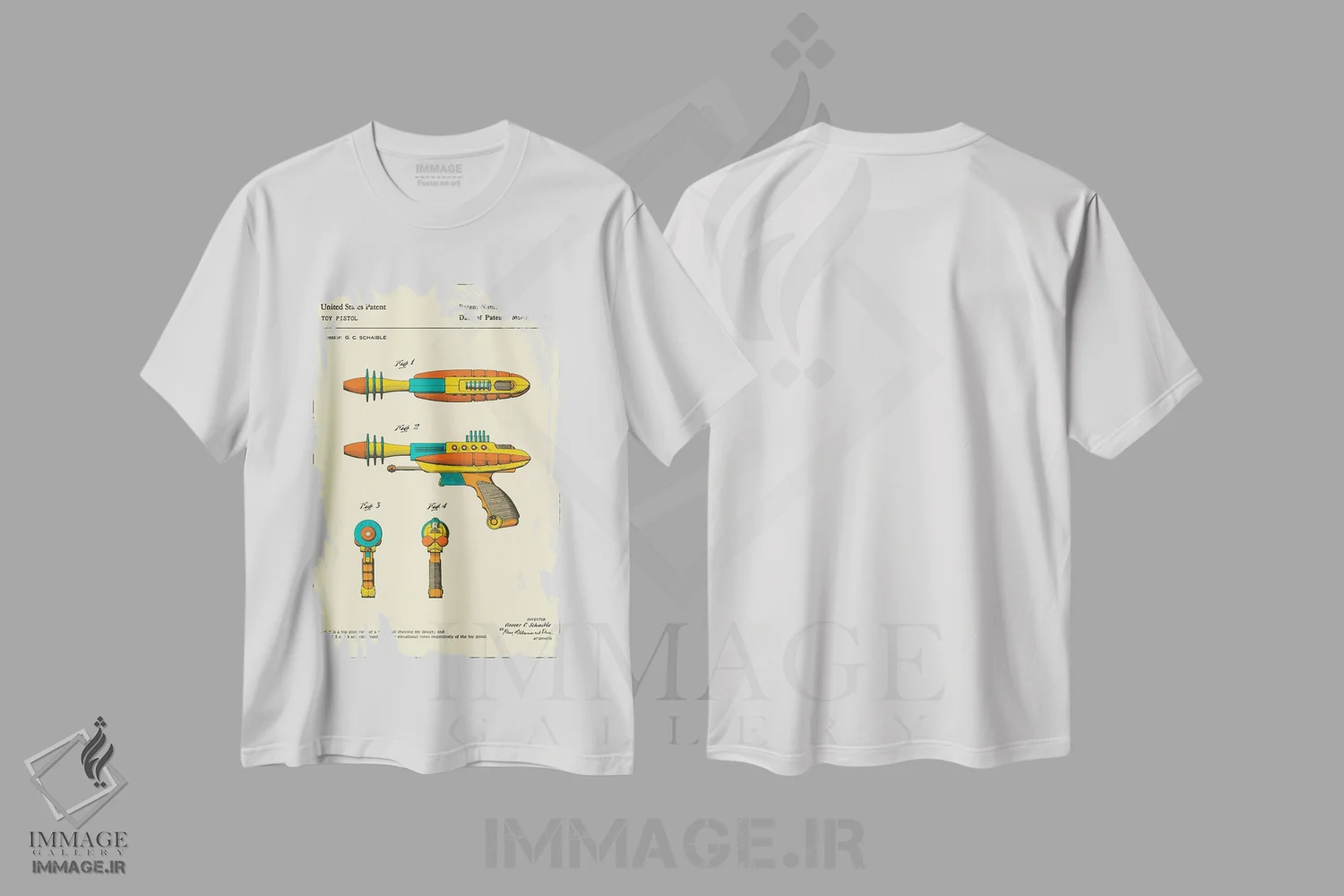 تیشرت سفید طرح دار آثار جازبری بلو - immage.ir