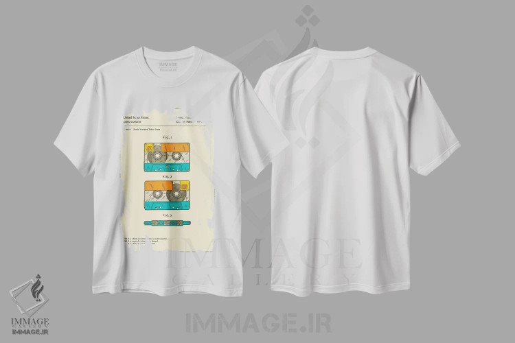 تیشرت سفید طرح دار حق اختراع نوار کاست صوتی فویوکی یونهارا، هنر دیجیتال اثر جازبری بلو | immage.ir