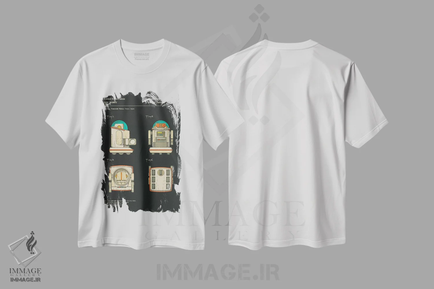 تیشرت سفید طرح دار Inc.) Toy RobotPatent"، هنر دیجیتال اثر جازبری بلو | immage.ir