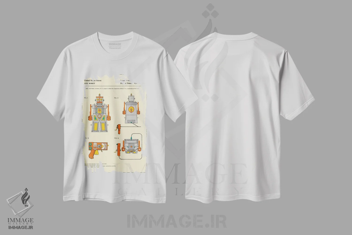 تیشرت سفید طرح دار آثار جازبری بلو - immage.ir