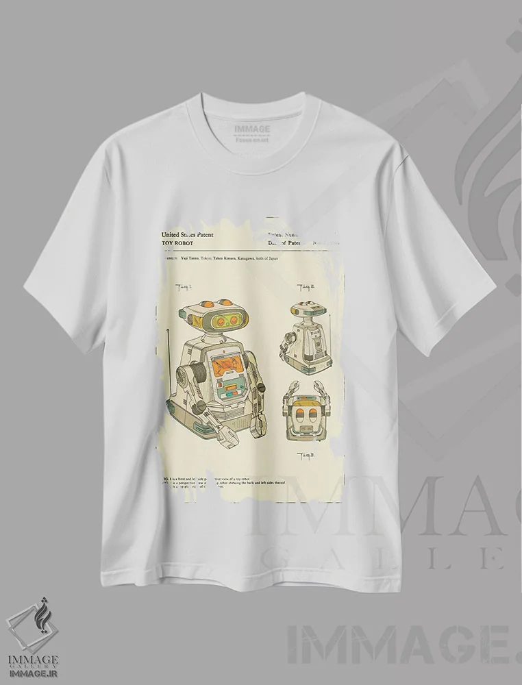 تیشرت سفید طرح دار Inc.) Toy RobotPatent"، هنر دیجیتال اثر جازبری بلو | immage.ir