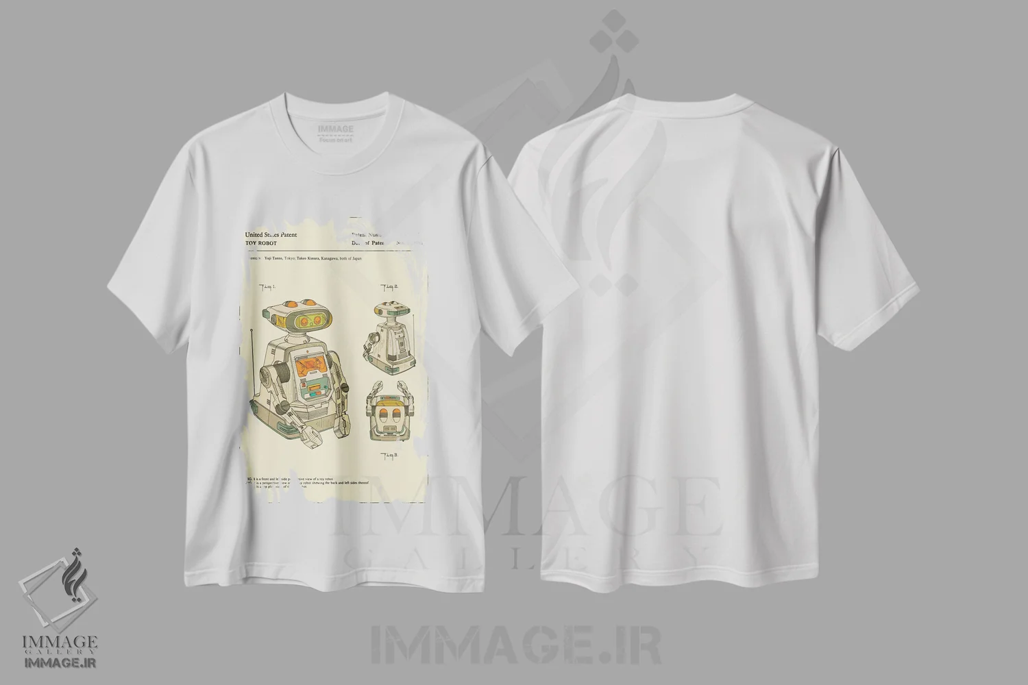 تیشرت سفید طرح دار Inc.) Toy RobotPatent"، هنر دیجیتال اثر جازبری بلو | immage.ir