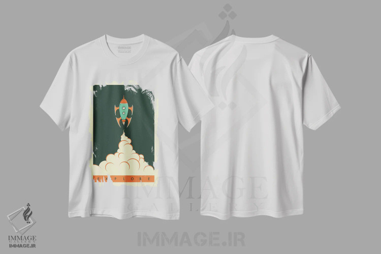 تیشرت سفید طرح دار اکتشاف ۲، هنر دیجیتال اثر جازبری بلو | immage.ir