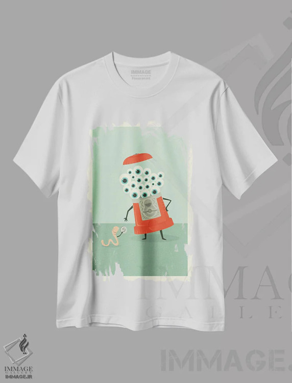 تیشرت سفید طرح دار چشم نواز، هنر دیجیتال اثر جازبری بلو | فروشگاه ایماژ