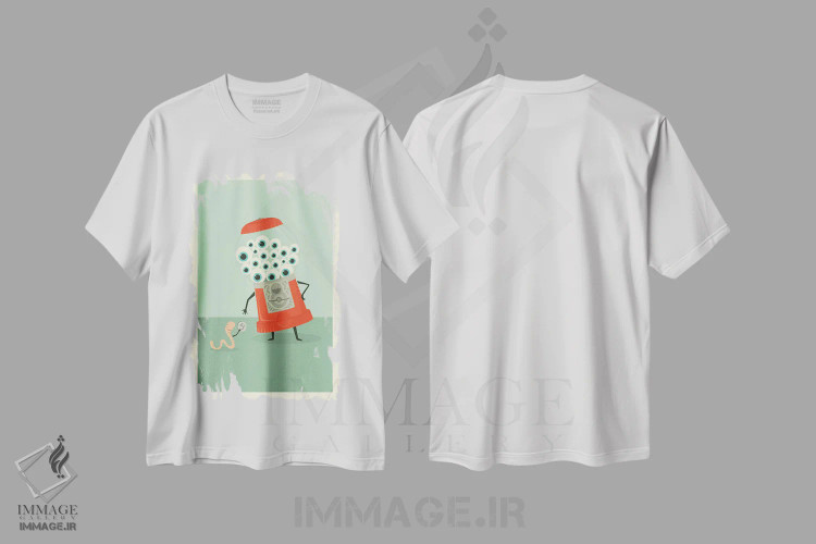 تیشرت سفید طرح دار چشم نواز، هنر دیجیتال اثر جازبری بلو | فروشگاه ایماژ