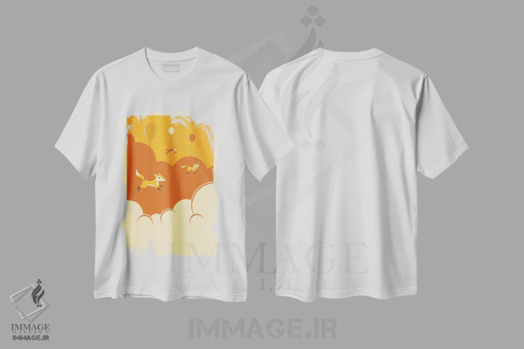 تیشرت سفید طرح دار گله ای روباه، هنر دیجیتال اثر جازبری بلو | immage.ir