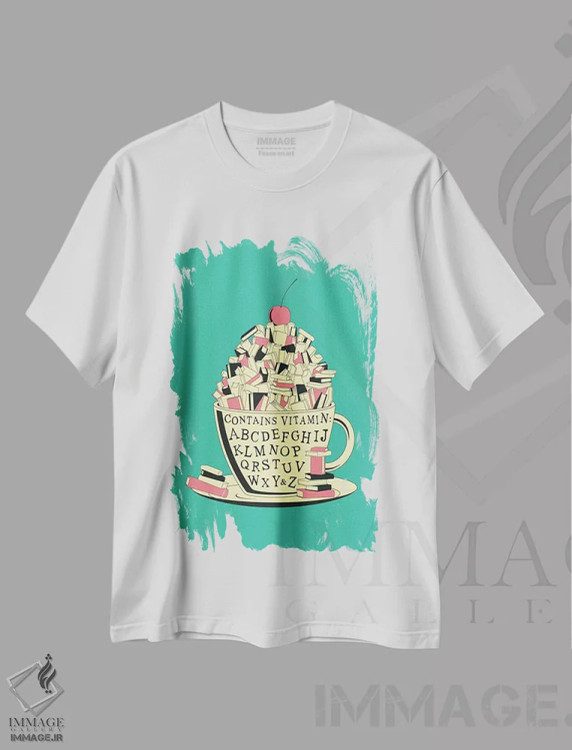 تیشرت سفید طرح دار مطالعه ۲، هنر دیجیتال اثر جازبری بلو | immage.ir