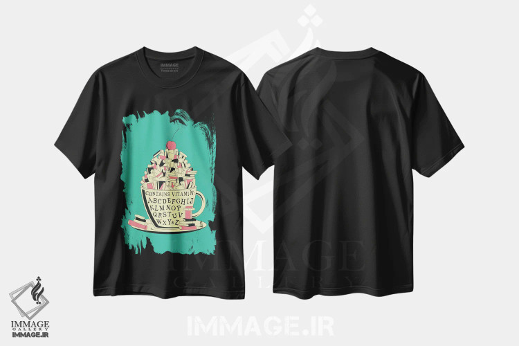 تیشرت مشکی طرح دار مطالعه ۲، هنر دیجیتال اثر جازبری بلو | فروشگاه ایماژ