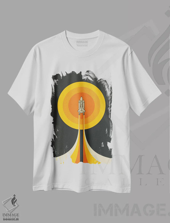 تیشرت سفید طرح دار رو به بالا، هنر دیجیتال اثر جازبری بلو | فروشگاه ایماژ