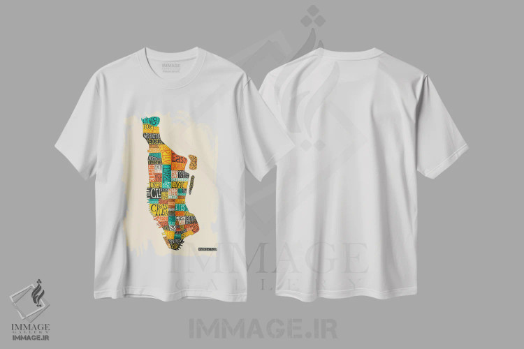 تیشرت سفید طرح دار منهتن، تزئینی اثر جازبری بلو | immage.ir