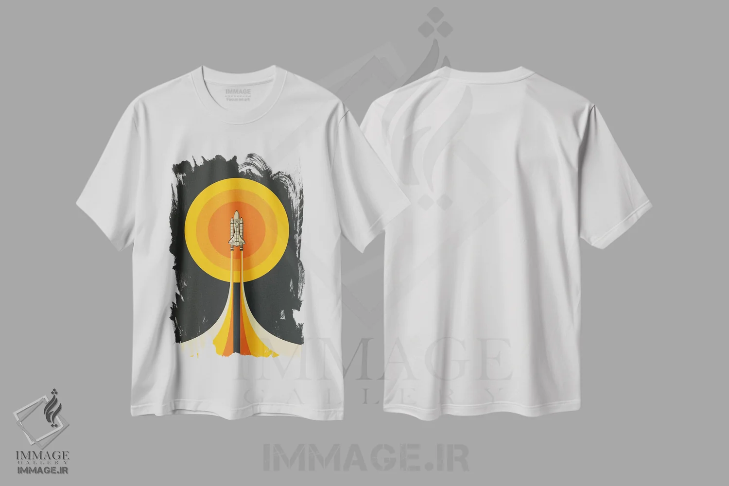 تیشرت سفید طرح دار رو به بالا، هنر دیجیتال اثر جازبری بلو | فروشگاه ایماژ