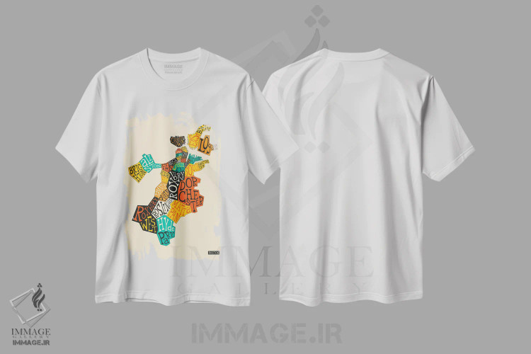 تیشرت سفید طرح دار بوستون، تزئینی اثر جازبری بلو | فروشگاه ایماژ