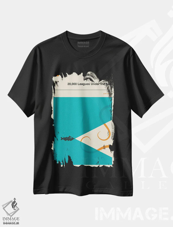 تیشرت مشکی طرح دار 000 Leagues Under The Sea"، تزئینی اثر جازبری بلو | فروشگاه ایماژ