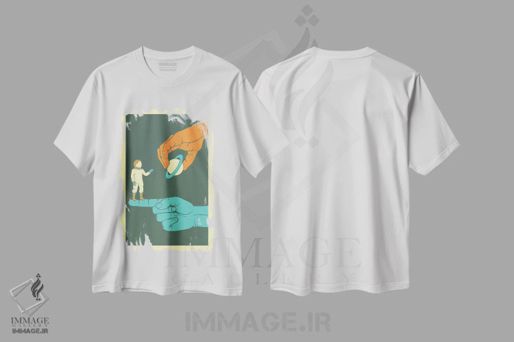 تیشرت سفید طرح دار رویابین، هنر فاخر معاصر اثر جازبری بلو | فروشگاه ایماژ
