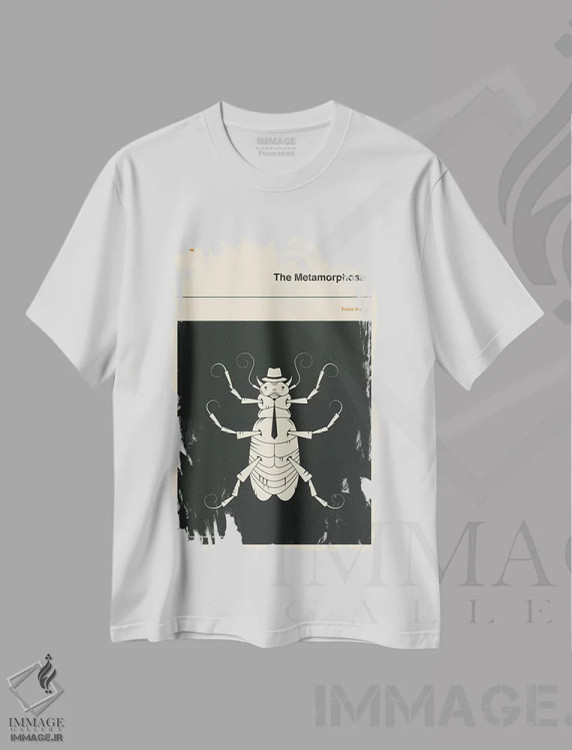 تیشرت سفید طرح دار دگردیسی، هنر فاخر معاصر اثر جازبری بلو | فروشگاه ایماژ
