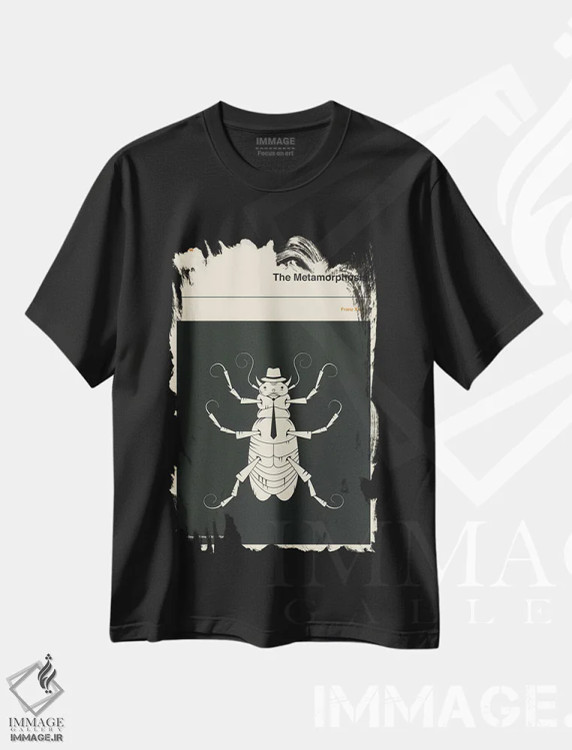تیشرت مشکی طرح دار دگردیسی، هنر فاخر معاصر اثر جازبری بلو | immage.ir