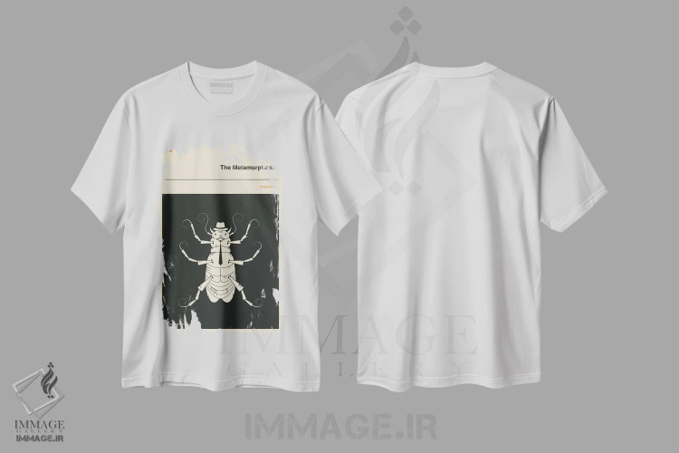 تیشرت سفید طرح دار دگردیسی، هنر فاخر معاصر اثر جازبری بلو | فروشگاه ایماژ