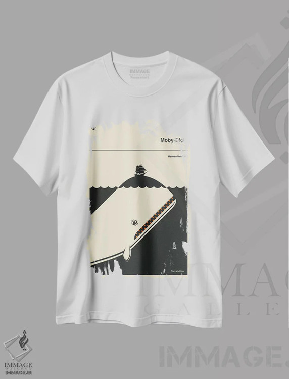تیشرت سفید طرح دار موبی دیک، تزئینی اثر جازبری بلو | immage.ir