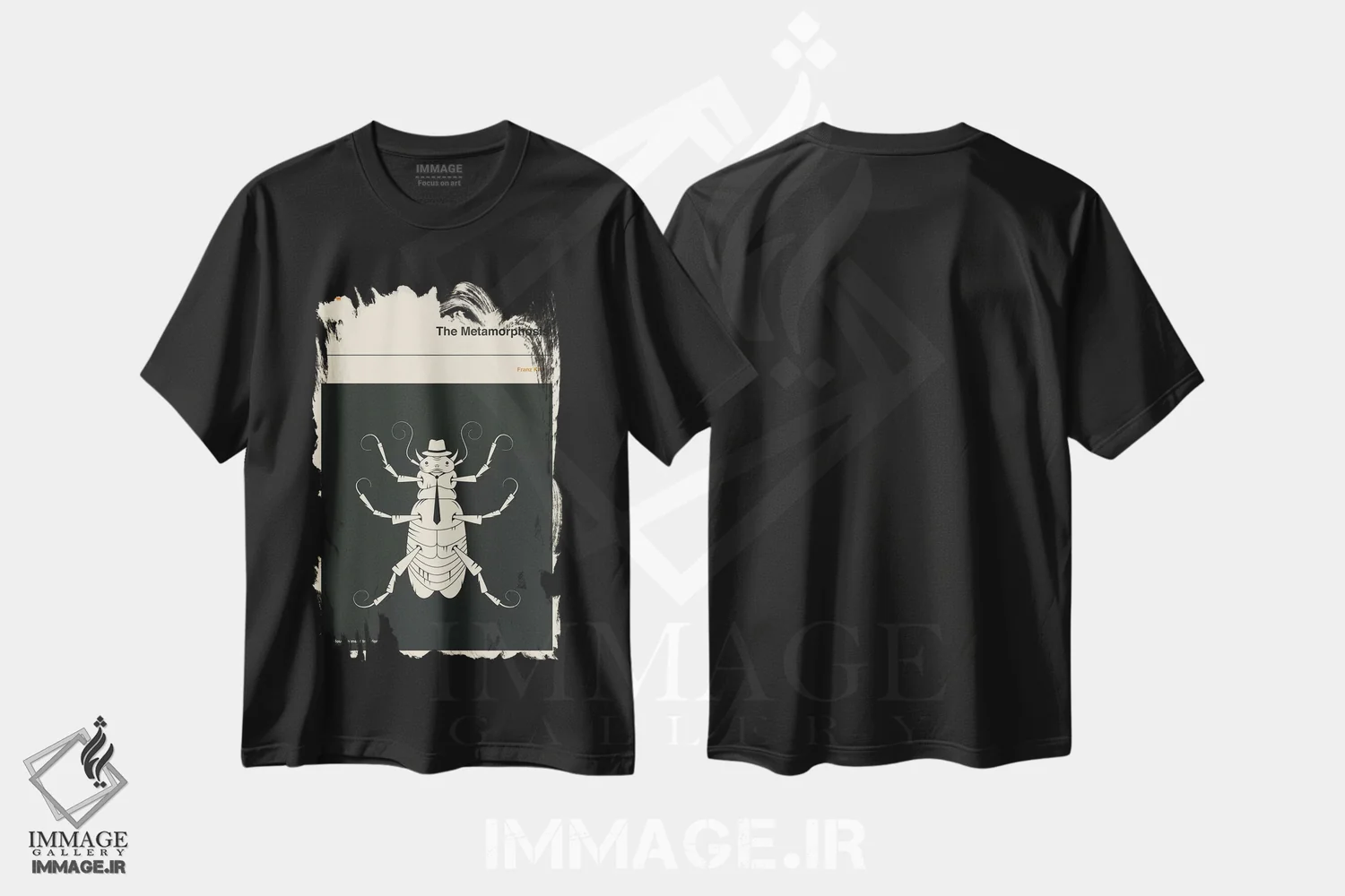 تیشرت مشکی طرح دار دگردیسی، هنر فاخر معاصر اثر جازبری بلو | immage.ir