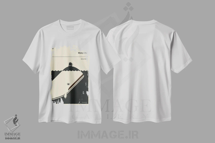 تیشرت سفید طرح دار موبی دیک، تزئینی اثر جازبری بلو | immage.ir