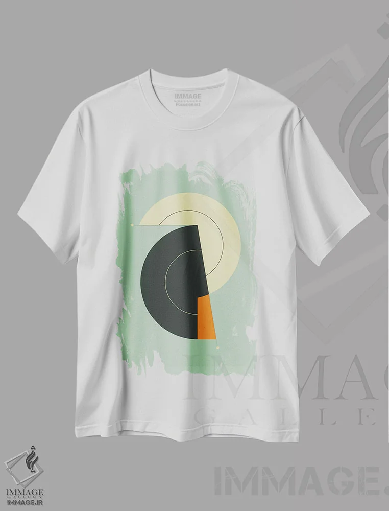 تیشرت سفید طرح دار تیک تاک ۲۳، آبستره اثر جازبری بلو | immage.ir