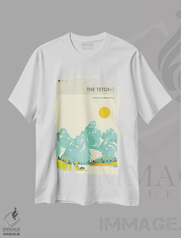 تیشرت سفید طرح دار گرند تتون ۲، هنر دیجیتال اثر جازبری بلو | فروشگاه ایماژ