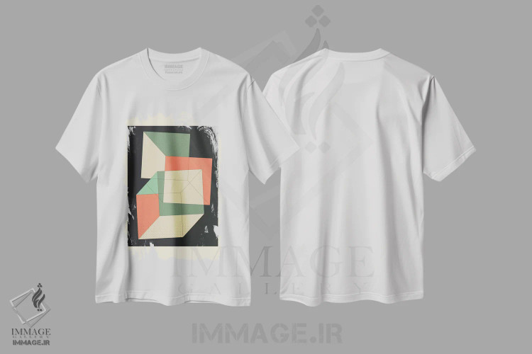 تیشرت سفید طرح دار مکعب ها ۴، آبستره اثر جازبری بلو | immage.ir
