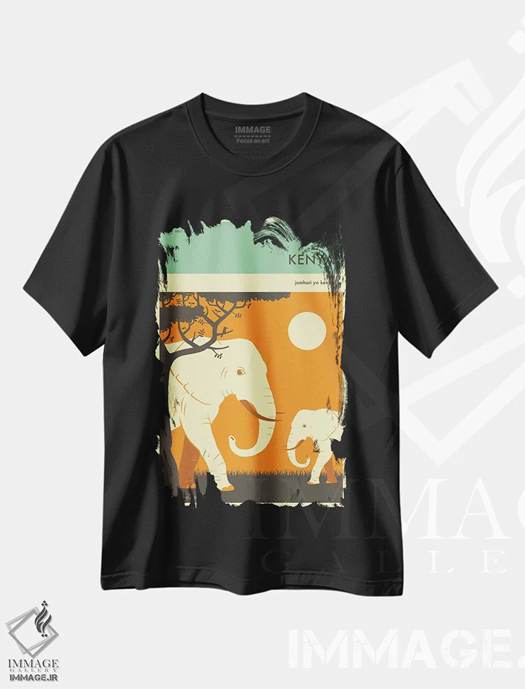 تیشرت مشکی طرح دار کنیا II، هنر دیجیتال اثر جازبری بلو | فروشگاه ایماژ